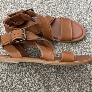 Toms Tan Leather Strappy Sandals